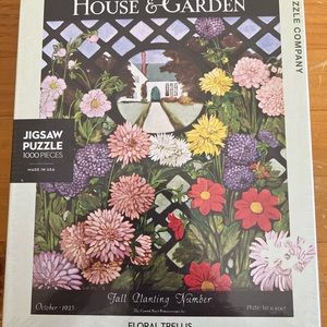 New York Puzzle Company House and Garden Floral Trellis Puzzle New in Box Jigsaw